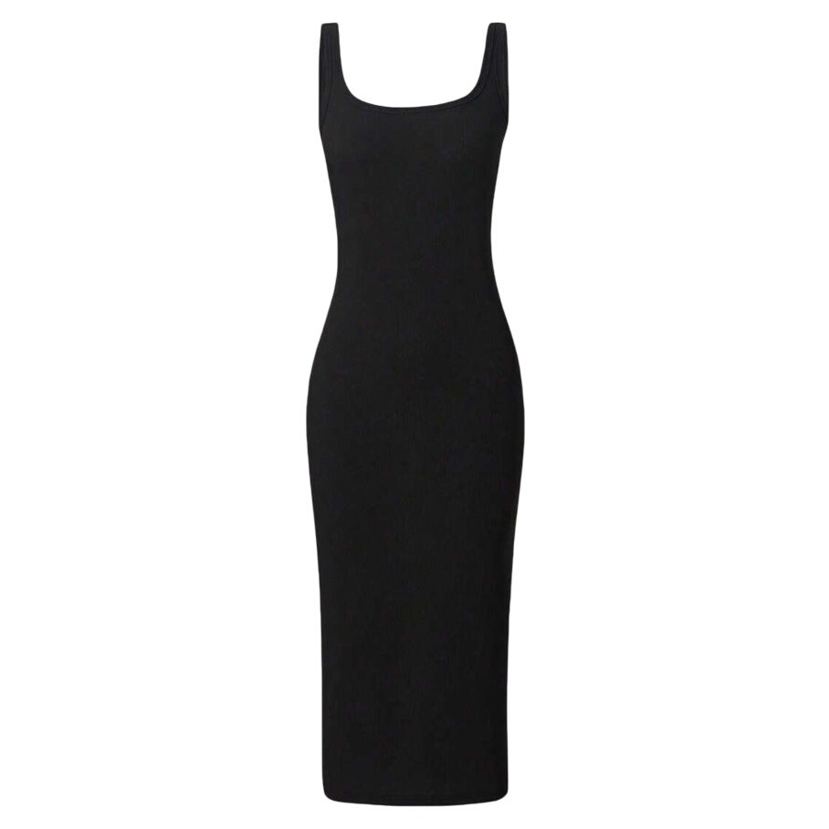 Girls Sleeveless Dress With Ribbed Texture In Black, Size 11y